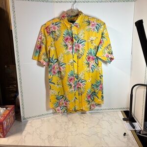 Club Room Yellow Floral Button Down Shirt, Size M